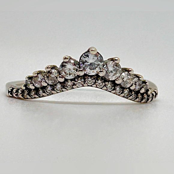 Estate Jewelry - Vintage SZ7.25 1/2CTW GORG double HALO TIERA curved 925 IBB ring enhancer! EUC!